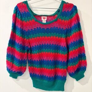 Vintage Georgie Porgie Women's Multicolor Striped Knit Sweater
